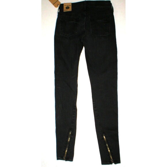 New $219 Womens 24 True Religion Brand Jeans NWT Halle Skinny Black Tar Ankle Zi - Picture 8 of 9